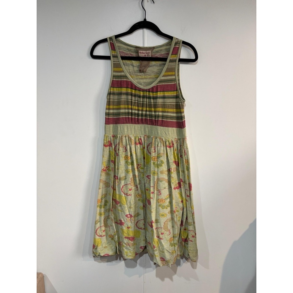 VTG Marlboro Classics Tank Dress Juniors Large Multicolor Stripe Floral Summer